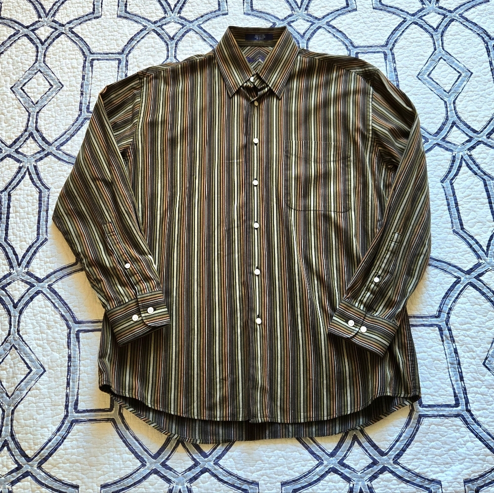 Alan Flusser Striped Button Up Long Sleeve Shirt